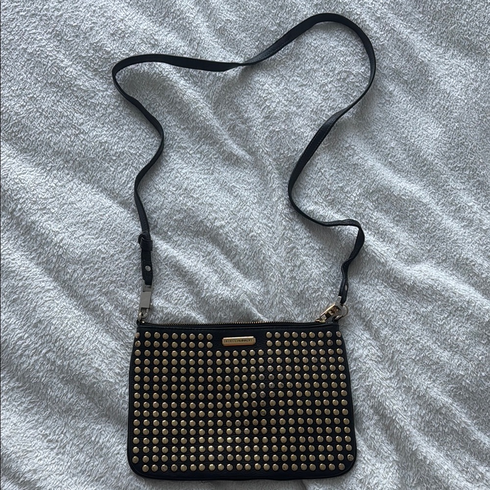Studded Black and Gold Crossbody Bag